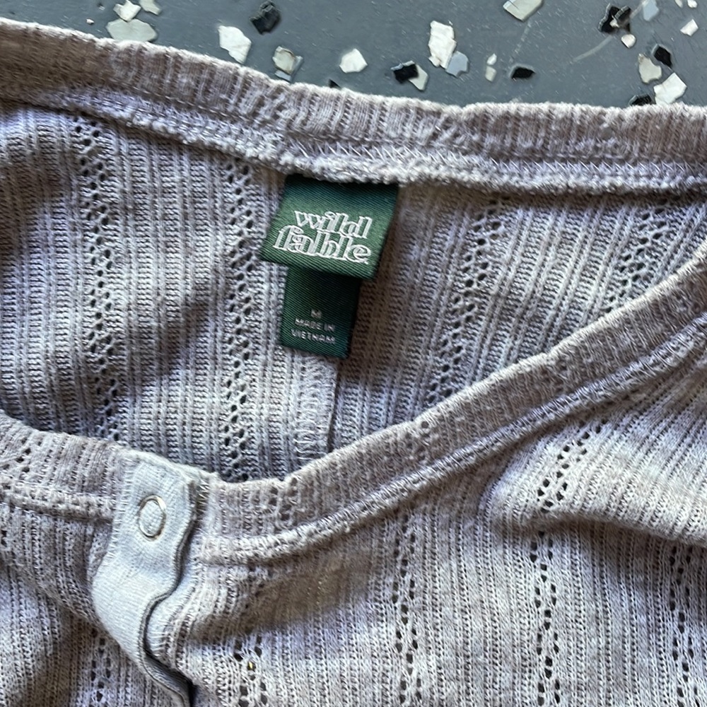 wild fable Long Sleeve Grey Pointelle Blouse - Picture 6 of 6